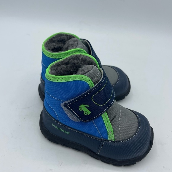 See Kai Run Basics Toddler Blake Sneaker Boot Blue Fleece Lined Size 4 Hook/loop - Picture 4 of 5